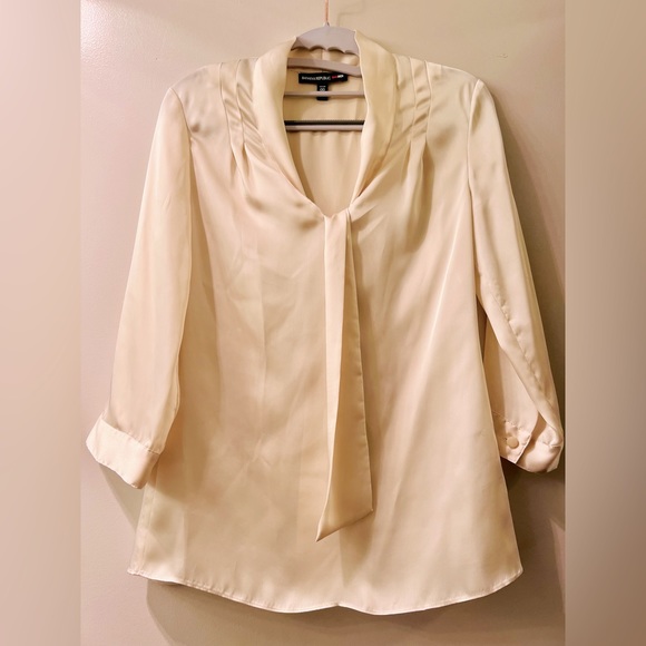 Banana Republic x Mad Men Cream Tie-Neck Blouse 00 - Picture 1 of 4